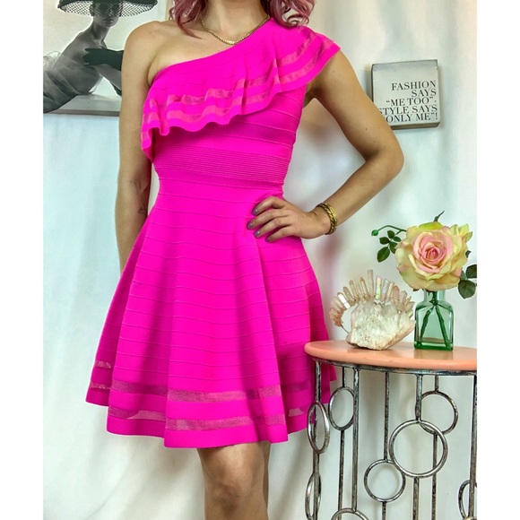 ted baker pink one shoulder dress